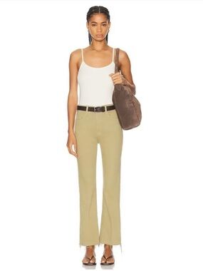 MOTHER Denim The Tripper Flood Fray Jeans in Green Cedar Play Date Size 26